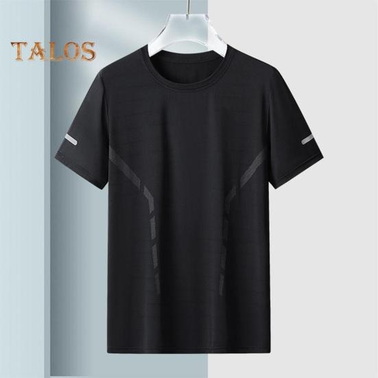 Sommer T-skjorte for menn Is Silke Rundhals Løs Pure Color Kortermet Pullover Uformell Daglig slitasje Sport Fitness Topp