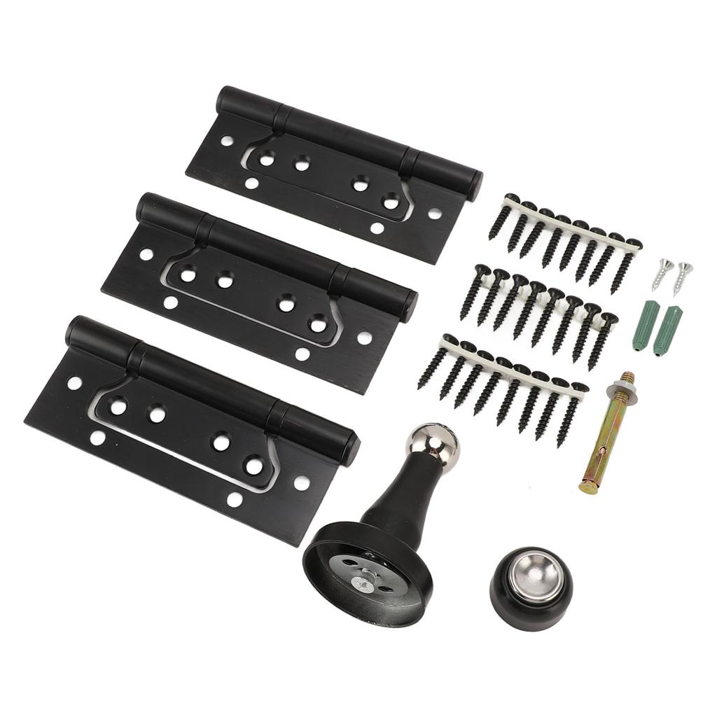 5 Inch Door Hinge Kit with Magnetic Door Stop Metal Quiet Strong Load Bearing Door Hinge for Bedroom Black