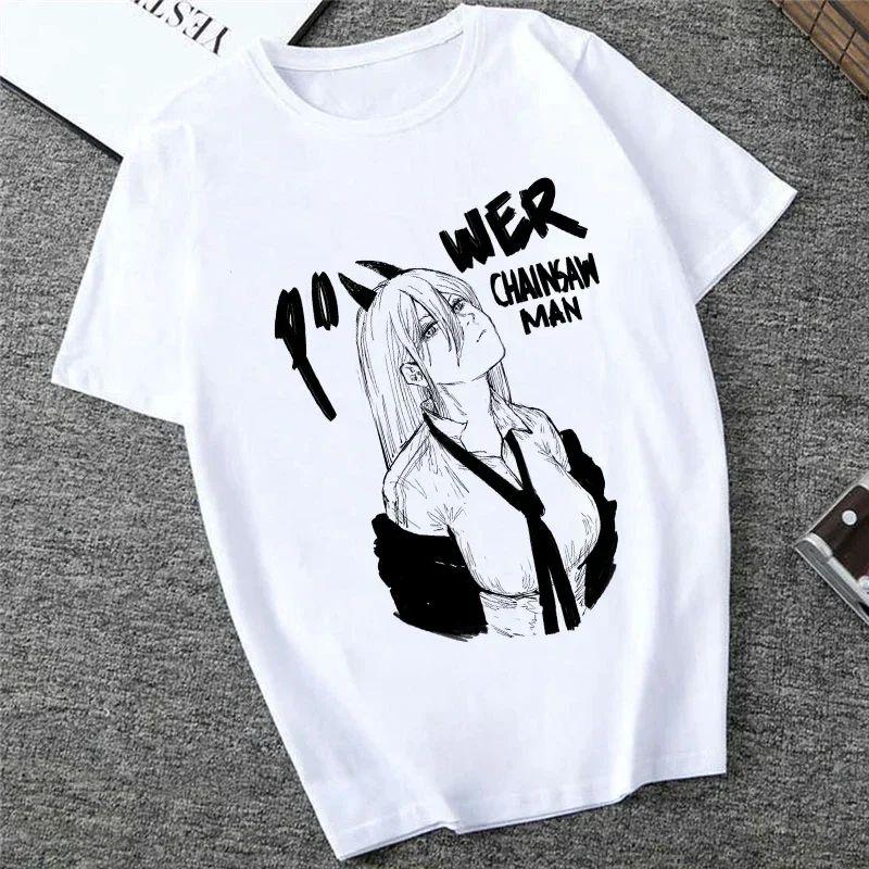Harajuku Tops Anime Tshirt Unisex Chainsaw Men T Shirt Women Funny Cartoon Pochita Makima T-shirt Graphic Tees Tops Female 90