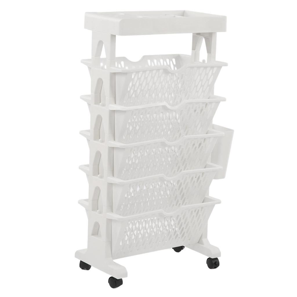 Movable Bookshelf 6 Tier Large Capacity Thickened Multifunctional Rolling Book Rack for Deskside Living Room
