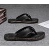 Handmade Leather Slippers Summer Fashion Men Flip Flops Outdoor Slippers Breathable Comfortable Men Flip-Flops Holiday Non Slip