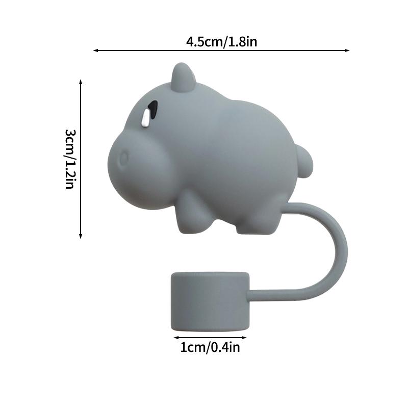Silicone Rubber Plug Straw Cap Covers Dust-proof Straw Tips For Stanley Cups 3D Cute Animals Straw Cap Toppers Reusable