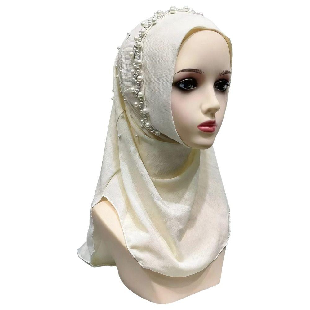 Elastic Fit Women Turban Cap Pull On Pull On Head Wrap Gift Idea Beaded Hijab Scarf  Muslim Women
