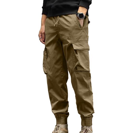 Pánské kalhoty Cargo Kalhoty Volné Jednobarevné Pásky Kotníkové Více Kapsy Měkké Prodyšné Stahovací šňůrka Elastická Pas Neformální Sport Pánské tepláky Dlouhé kalhoty