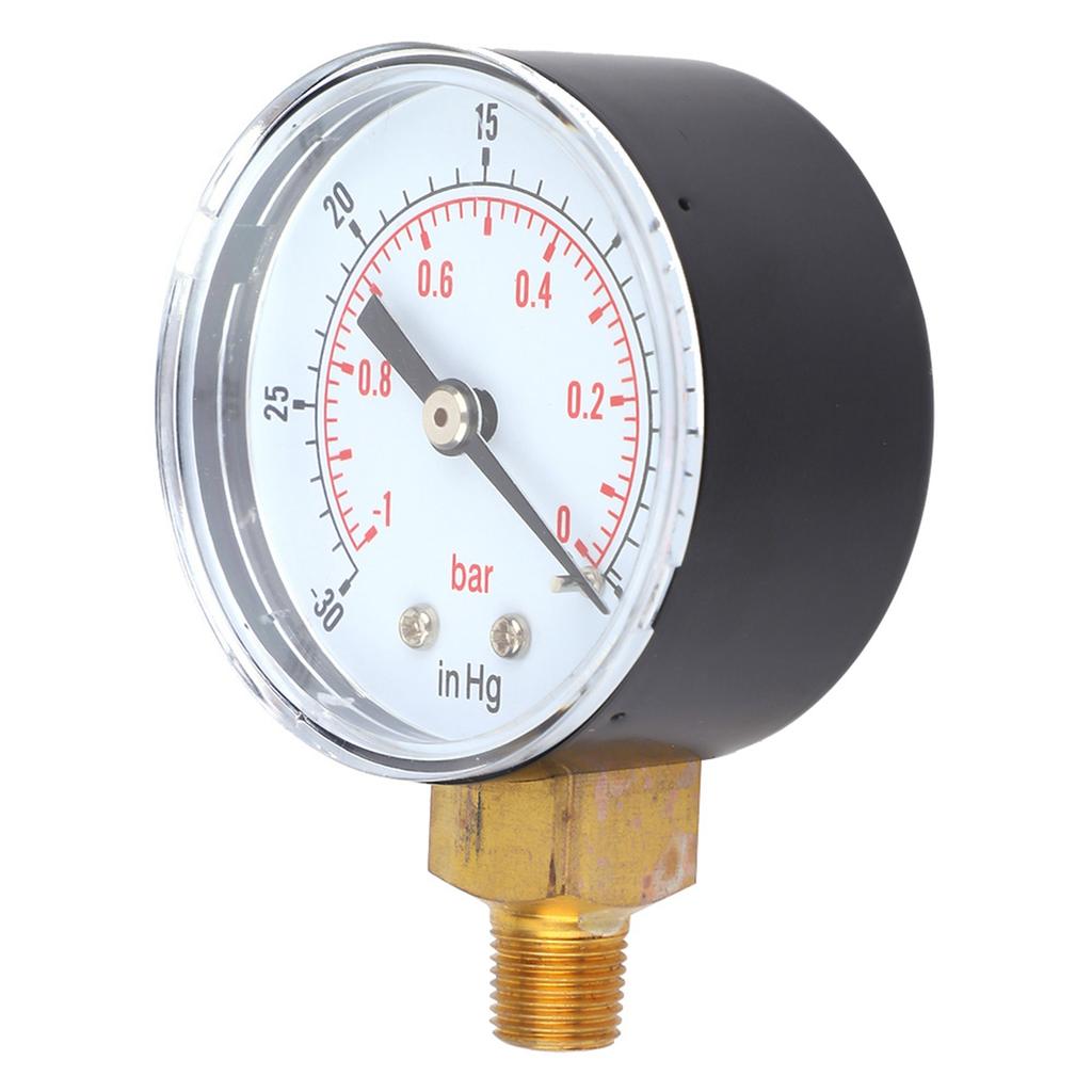 Vacuum Gauge  1 0Bar  30 0inHg 50mm 1 8 BSPT Bottom Connection for Air Water Oil
