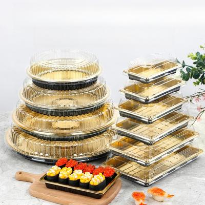 Disposable Sushi Box Plastic Food Container Golden Commercial High End Japanese Sashimi Tray