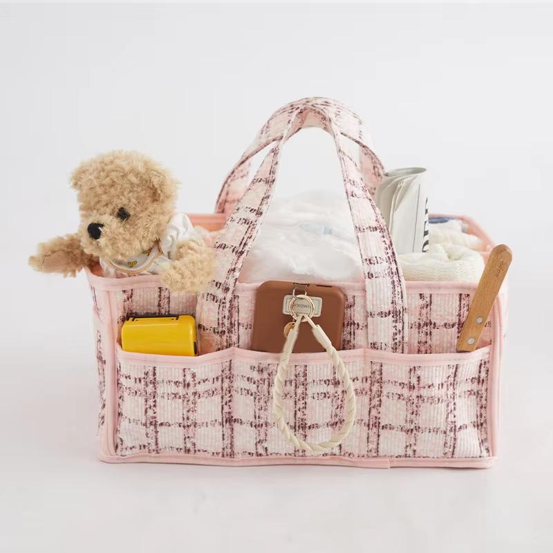 Diaper Bag Large Capacity Multiple Pocket Diaper Caddy Felt Washable Baby Diaper Nappy Organizer Bag Nursery Carrier Storage Bin