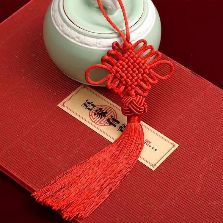 Small Red Chinese Knot Pendant: Good Luck & Wealth Fu Gourd Peace Lover’s Tassel Decoration