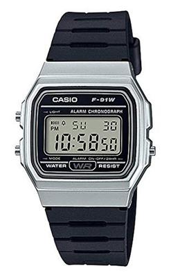 Montre-bracelet à quartz CASIO F-91WM-7A Unisexe Bon marché Argenté