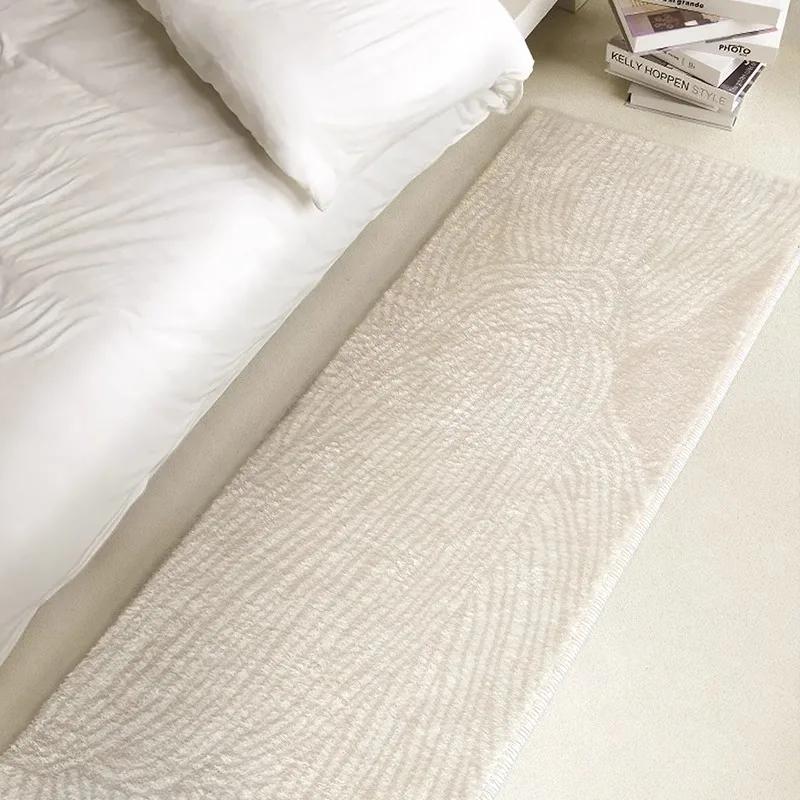 Bedroom Carpet Non-slip Soft Fluffy Floor Mat Minimalist Texture Solid Color Rugs Long Home Decoration Foot Mats Alfombra
