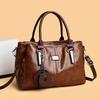 Retro European and American Style Women's Bag, Large Capacity, Soft Leather, Color-blocked, Handbag, Crossbody Bag, Commuter Bag.