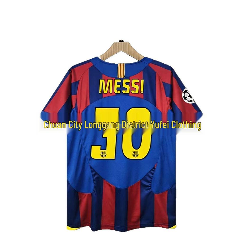 Barcelona Retro Trikot: Nein. 10 Messi, Nein. 9 Ronaldo, Nein. 10 Ronaldinho Gedenkausgabe
