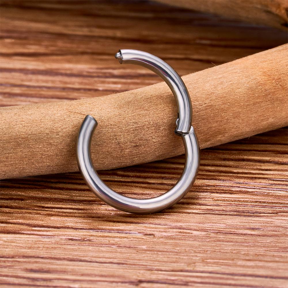 10Pcs ASTM F136 Titanium Hinged Hoop Nose Rings 20G 18G 16G Septum Ring Body Piercing Zircon Helix Cartilage Rook Earring