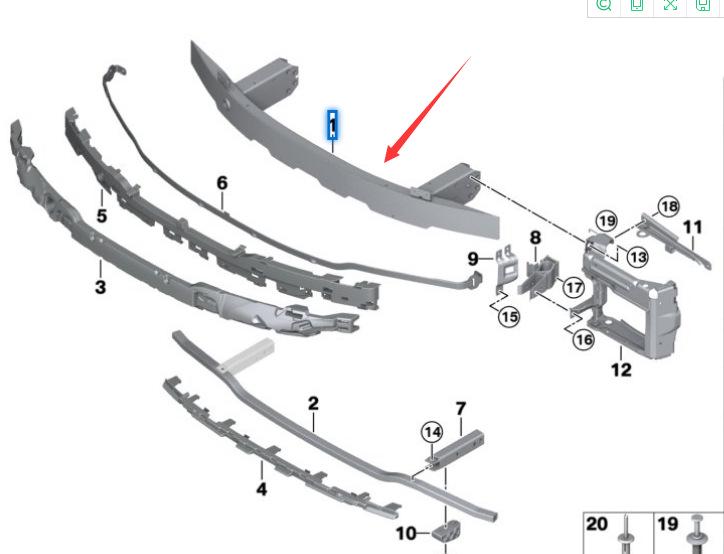 Front Aluminum Alloy Frame for BMW 3 Series G20/G28 - Parts 51117422219, 51119464432