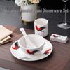 Set di piatti in ceramica vintage con gallo