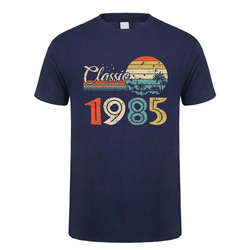 1985 Year Vintage Cotton T Shirt Retro 80s Style Short Sleeve Retro Tee Unisex Classic Design for Men Women 40th Birthday