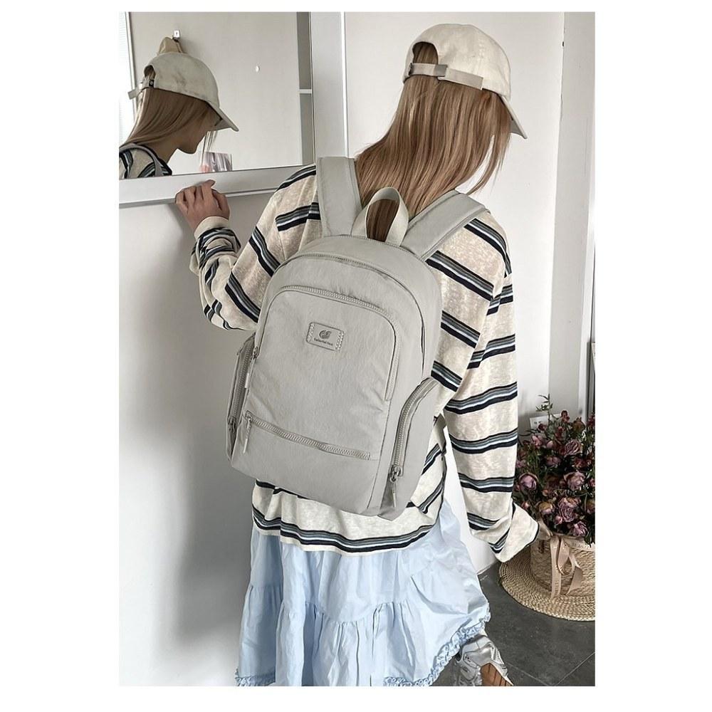 Women Large Capacity Multi Pocket Nylon Backpack with Adjustable Straps for Commute Travel