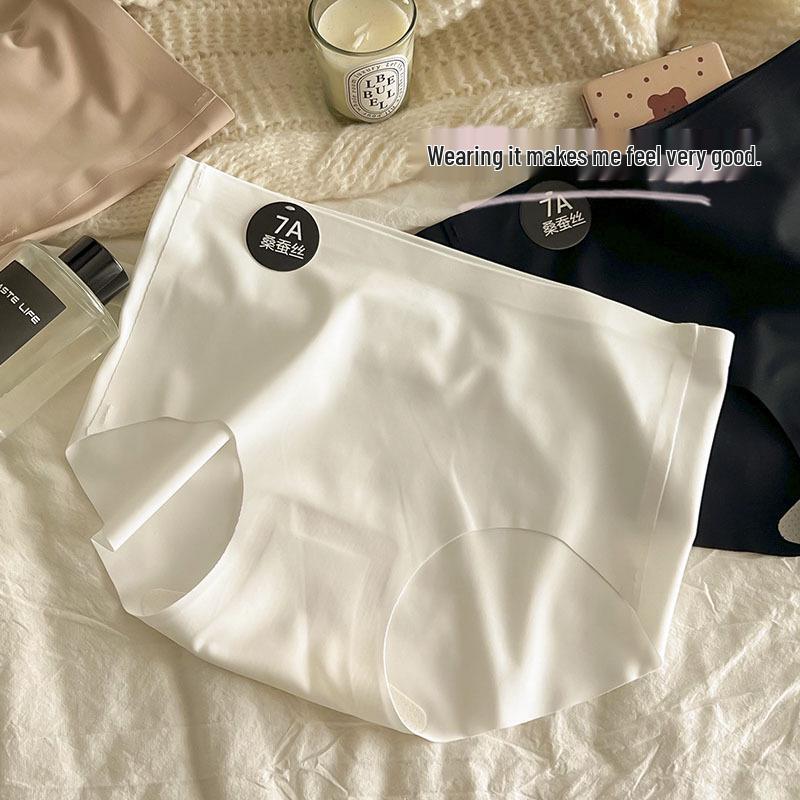 7A Mulberry Silk Seamless Mid-Waist Panties, Skin-friendly Japanese Style for Women, Young Girls, Students - Spring/Summer New Arrival.