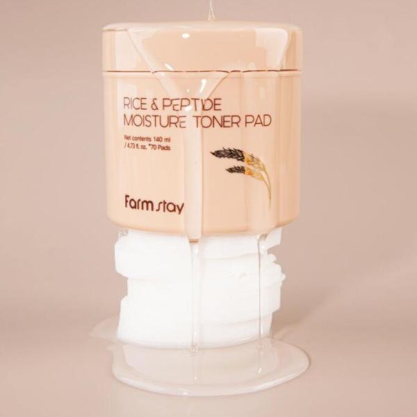 FarmStay Rice & Peptide Moisture Toner Pad (140ml / 4.73 Fl.oz., 70 Pads)  (3 Options)