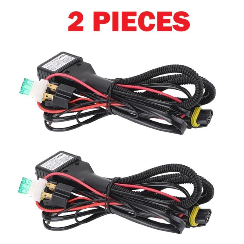 

2X Car H4 HID LED Relay Harness Wire 1 lead 2 Lamp 12V High Low Bi-LED Headlight Projector Lens Control Connector Wires Cables 2pcs