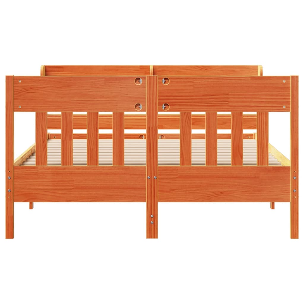 Solid Wood Bed without Mattress Wax Brown 150 x 200 cm Pine Wood