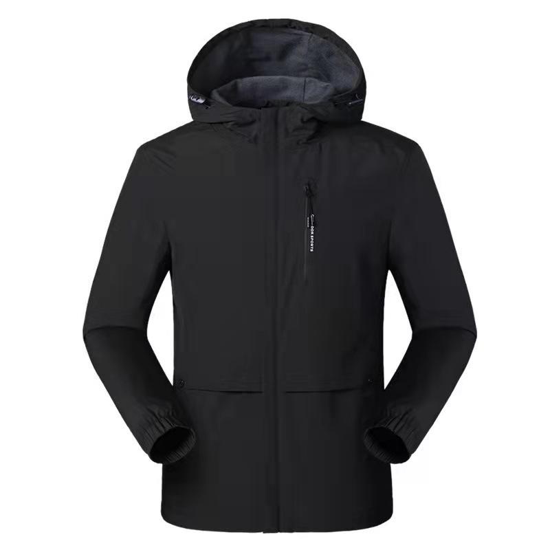 Spring and Autumn Men's Jacket, Men's Solid Color Outdoor Hooded Jacket