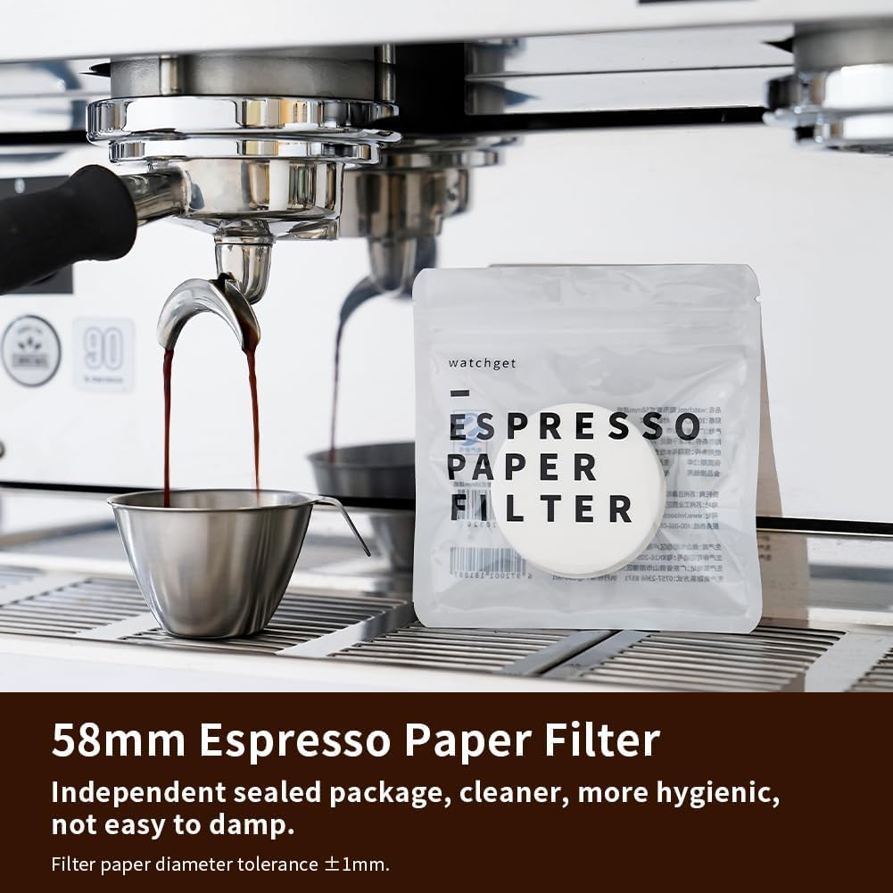 watchget 58mm Round Coffee Paper Filters, Replacement Espresso Pack Screens, Disposable, Compatible with Espresso Makers and Moka Pots, 10 Packs