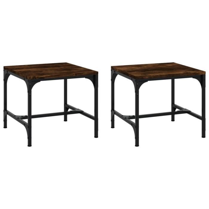 819407 vidaXL Side Tables 2 Pcs Smoked Oak 40x40x35 Cm Engineered Wood