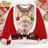 New Santa Hairy Chest Tattoo Illusion Christmas Sweatshirt Novelty Fake Suit Graphic Pullover Unisex Funny Party Tops