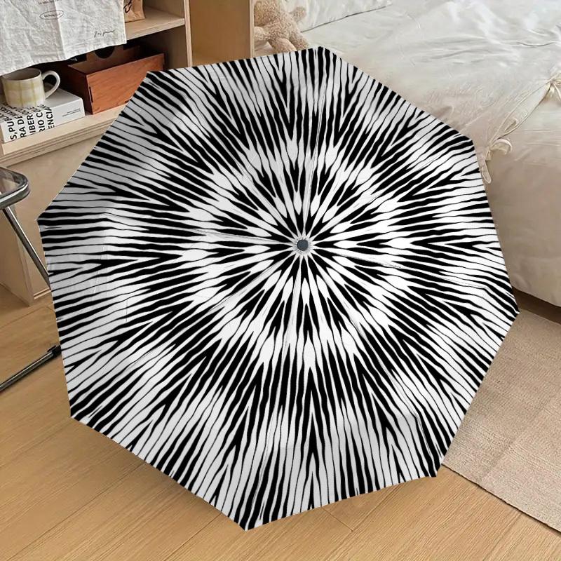 1pc Circular Pattern Automatic Umbrella Durable Iron Frame & Plastic Handle, Gift for Men & Women, Sturdy Construction Yy250905206