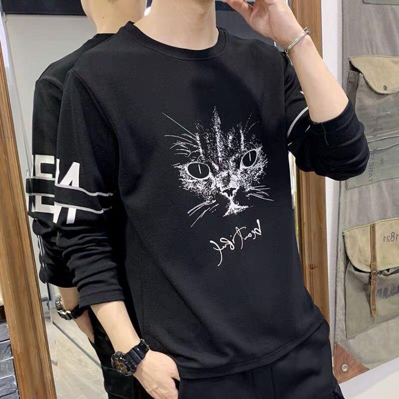 Loose Hip-hop Clothes Spring and Autumn Men's Growth Sleeves T-shirt Casual Wild Jacket Men
