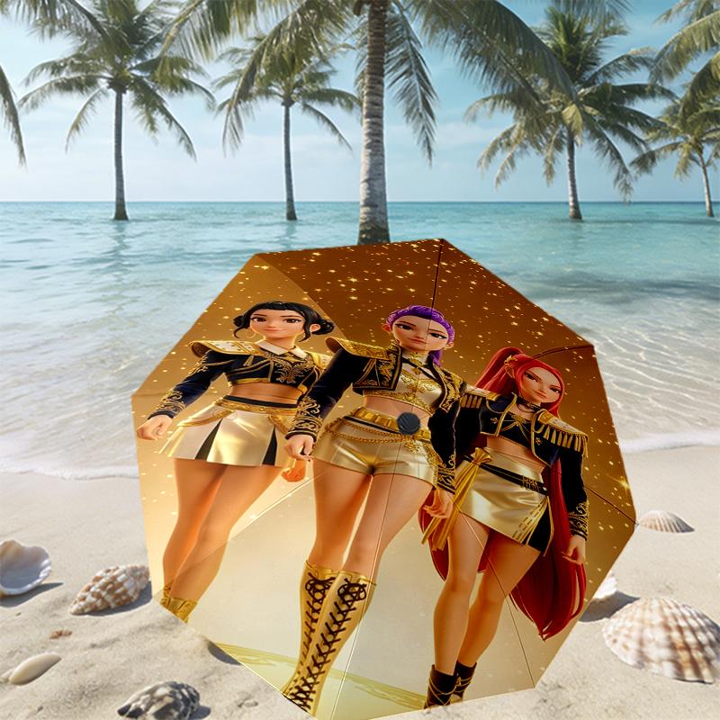 KPop Dämonenjäger Druck Regenschirm Automatisches Öffnen/Schließen - Tragbares Faltbares Design - Tägliche Nutzung für Reisen/Outdoor - Geschenk zum Geburtstag