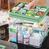 Double Layers Medicine Storage Box Plastic with Handle Medicine Box Compartment Moisture-proof Multifunctional Storage Box