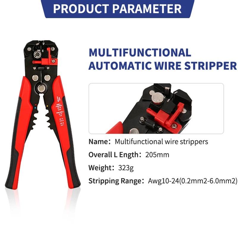 Crimper Cable Cutter Adjustable Automatic Wire Stripper Multifunctional Stripping Crimping Pliers Terminal Hand Tool
