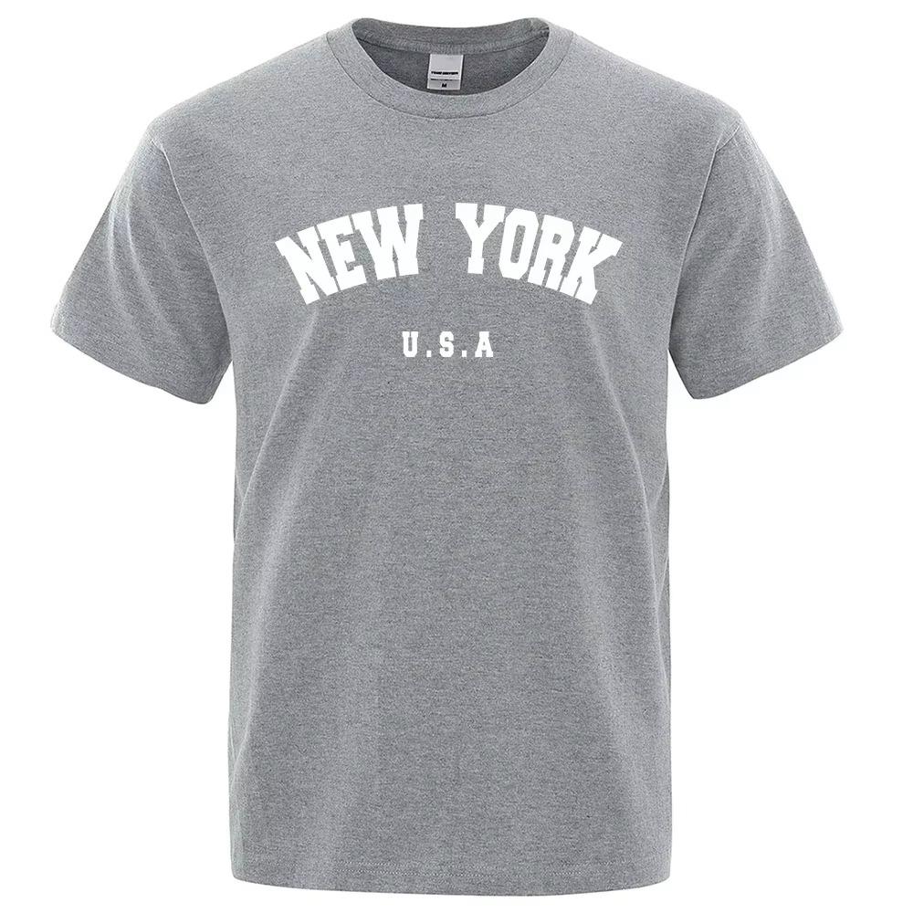 

Men s U.S.A New York EUA City Street Impresso Camisetas, Loose Oversized T-Shirt, Respirável Manga Curta Algodão Vestuário, Moda S