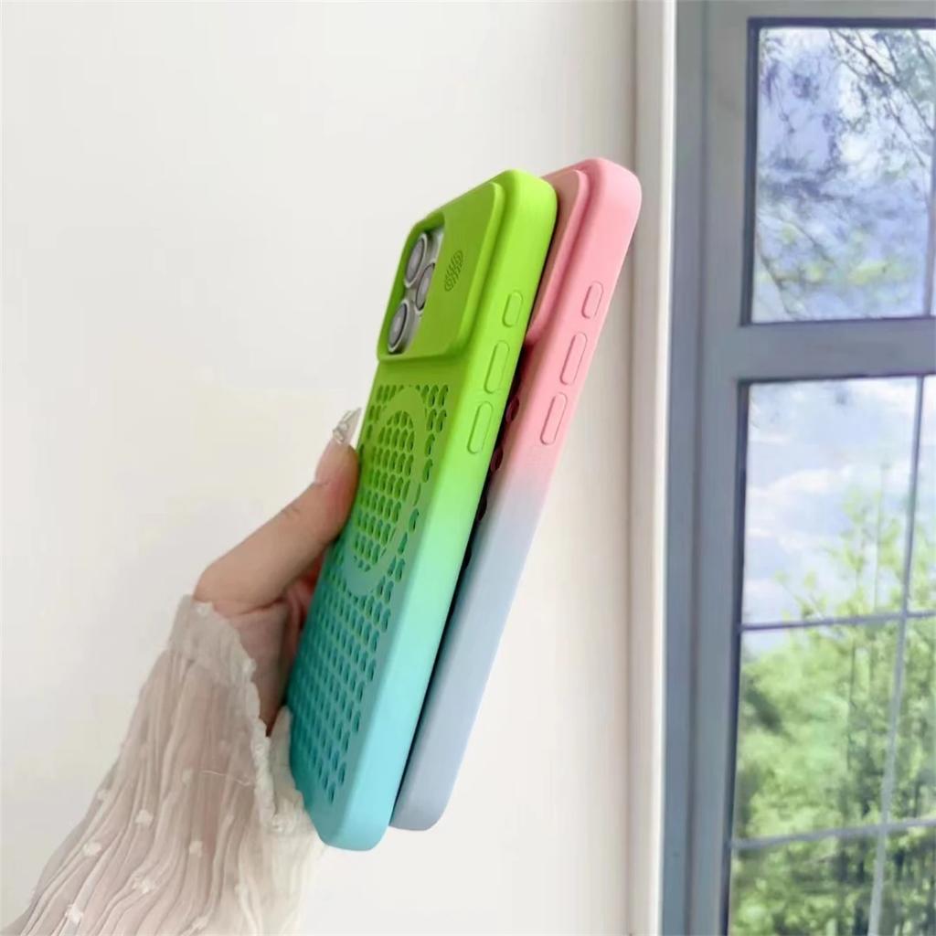 Fashion Colorful Honeycomb Aromatherapy Magnetic Cooling Protective Case for iPhone 15 14 13 12 Pro Max Cooling Shockproof Case