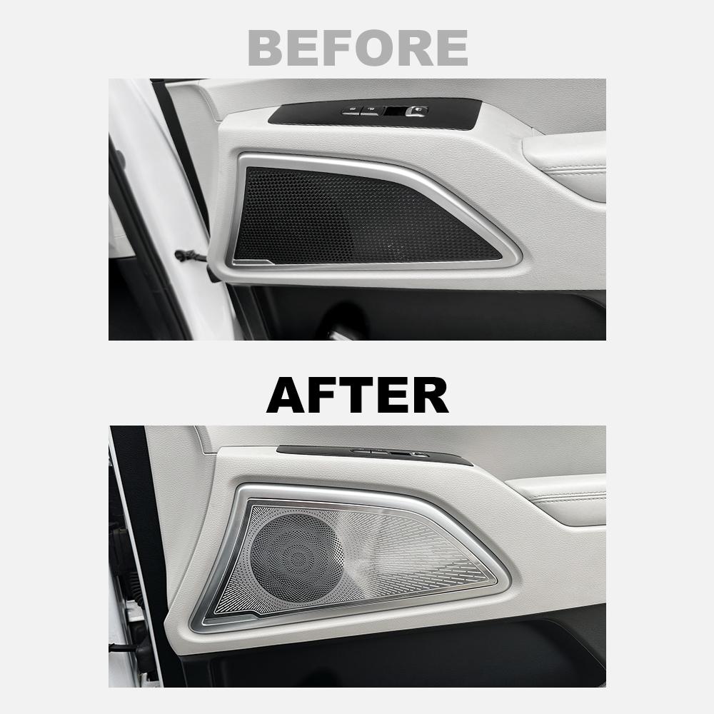 For Kia Telluride 2020-2026 Accessories Stainless Steel Black Silver Audio Car Door Speaker Loudspeaker Frame Trim Cover LHD/RHD