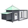 Chicken Coop - vidaXL - Grey - Solid Pine Wood - 190x72x102 Cm - Nesting Box Included