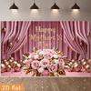 2D Pink Curtain Rose Happy Mother's Day Backdrop Photo Background