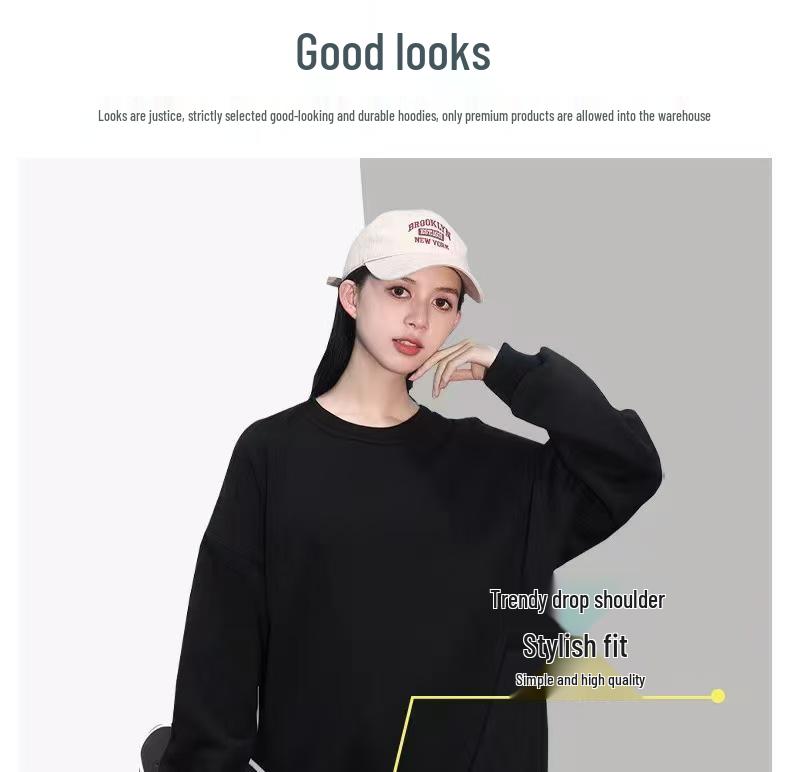 Unisex Fleece-Lined Crew Neck Sweatshirt - Solid Color, Loose Fit, Long Sleeve Base Layer for Autumn & Spring