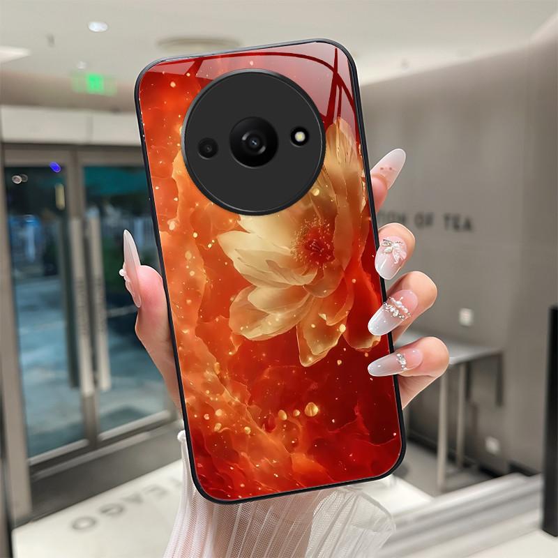 

Beautiful Flower Cute Cartoon Cats Case For Xiaomi Redmi A3 A3X Poco C61 Tempered Glass Phone Case Protective Cover Hard Shell Redmi A3X