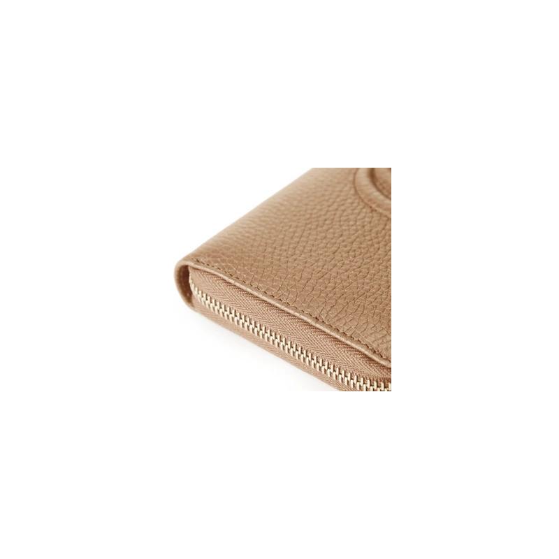 Gucci Round zipper long leather wallet regular women's rose beige