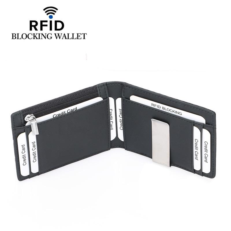 

Многофункциональный мужской кошелек из натуральной кожи с RFID-меткой, зажимом для доллара и отделениями для нескольких карт