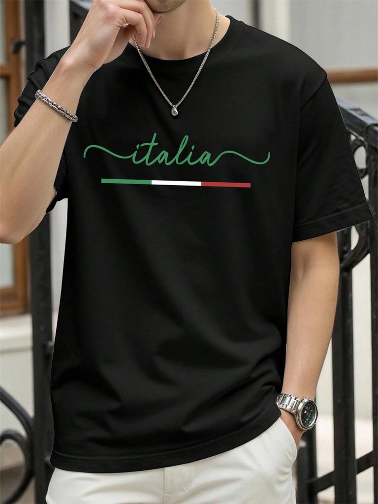 Classic Colors Representing Italy Pattern TShirt Mens Summer Soft T Shirts Cotton Comfortable Sportswear Unisex Hip Hop Clothes
