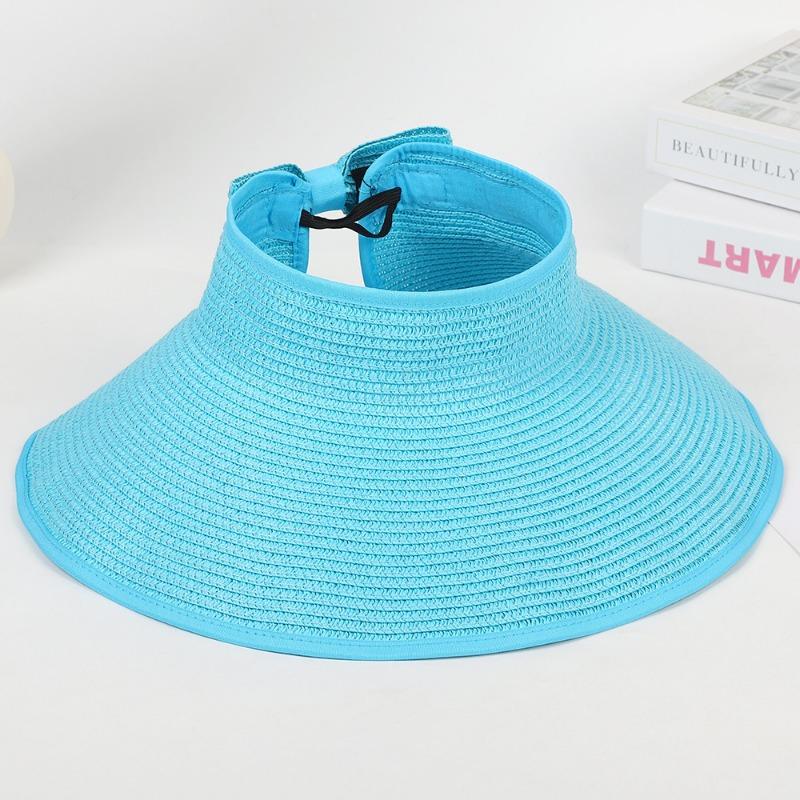 New Summer Folding Empty Top Hat Large Edge Sunshade UV Protection Sun Protection Hat Outdoor Sports Mountaineering Travel Straw Hat