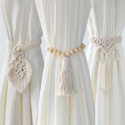 Boho-Vorhanghalter mit Perlenfransen, Vorhang-Zubehör, Makramee, dekoratives Vorhangseil, Bauernhaus-Dekor für die Raumdekoration