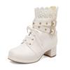  Short Boots Hollow Lace Belt Buckle LO Lolita Shoes Student Dress Short Boots and Ankle Boots