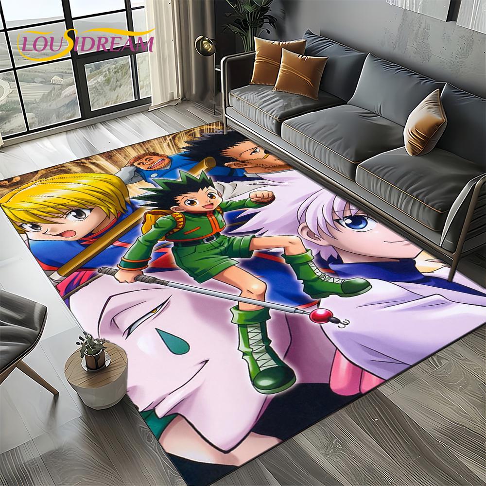 Alfombra HxH Anime Hunter×Hunter Dibujos Animados para Dormitorio Sala de Estar Decoración de Sofá del Hogar, Alfombrilla Grande Decorativa Infantil Regalo