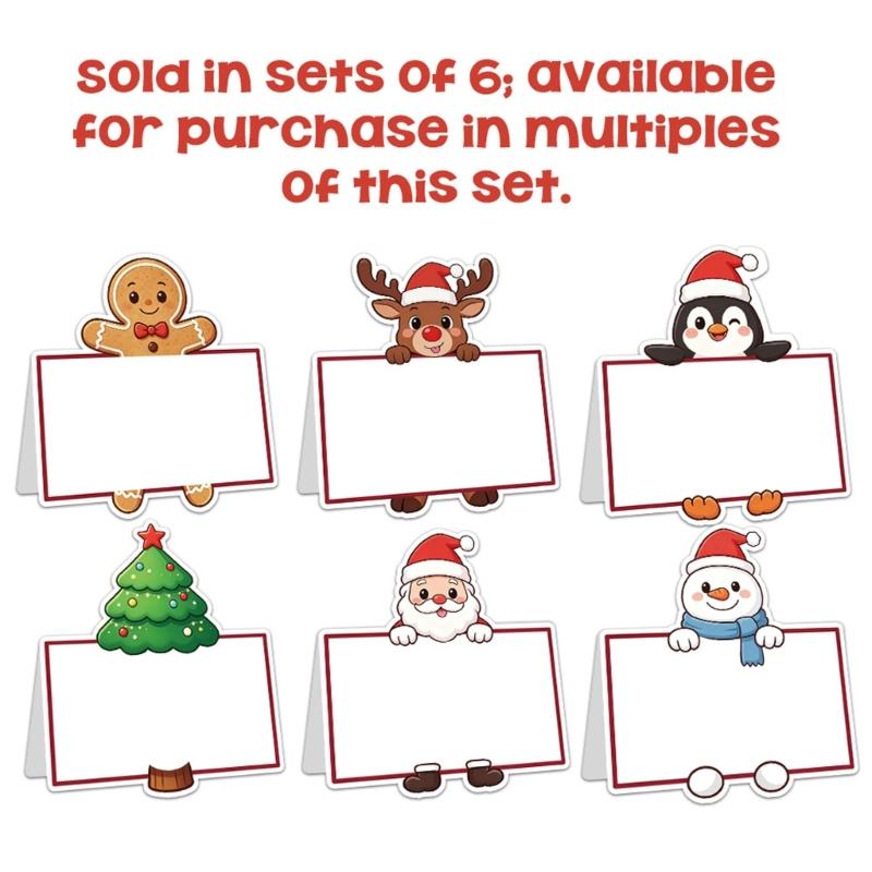 Christmas Greeting Cards Blank Writable Paper Cards, 6 Piece Holiday Message Set for Party Wishes, Gift Exchange Messages and Table Place Cards