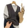 Korean Style 100% Wool V-Neck Knit Vest Women Winter Sleeveless Cardigan Layering